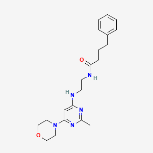 molecular formula C21H29N5O2 B2389853 N-(2-((2-methyl-6-morpholinopyrimidin-4-yl)amino)ethyl)-4-phenylbutanamide CAS No. 1251626-17-1