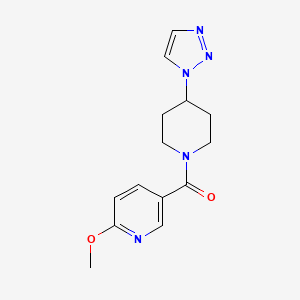 molecular formula C14H17N5O2 B2389878 (4-(1H-1,2,3-triazol-1-yl)piperidin-1-yl)(6-methoxypyridin-3-yl)methanone CAS No. 2309187-97-9