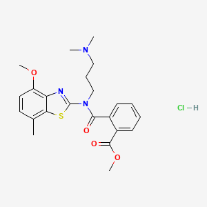 molecular formula C23H28ClN3O4S B2389895 Methyl 2-((3-(dimethylamino)propyl)(4-methoxy-7-methylbenzo[d]thiazol-2-yl)carbamoyl)benzoate hydrochloride CAS No. 1351647-40-9