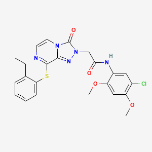 molecular formula C23H22ClN5O4S B2389901 N-(5-chloro-2,4-dimethoxyphenyl)-2-{8-[(2-ethylphenyl)sulfanyl]-3-oxo-2H,3H-[1,2,4]triazolo[4,3-a]pyrazin-2-yl}acetamide CAS No. 1251697-92-3