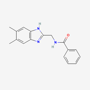 molecular formula C17H17N3O B2389911 N-((5,6-Dimethyl-1H-benzimidazol-2-yl)methyl)benzenecarboxamide CAS No. 338411-17-9