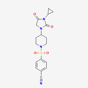 4-{[4-(3-Cyclopropyl-2,4-dioxoimidazolidin-1-yl)piperidin-1-yl]sulfonyl}benzonitrile