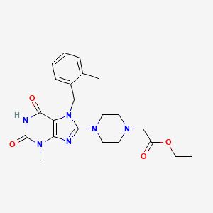 ethyl 2-(4-(3-methyl-7-(2-methylbenzyl)-2,6-dioxo-2,3,6,7-tetrahydro-1H-purin-8-yl)piperazin-1-yl)acetate