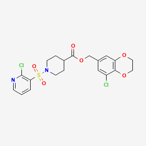 molecular formula C20H20Cl2N2O6S B2390055 (5-Chloro-2,3-dihydro-1,4-benzodioxin-7-yl)methyl 1-(2-chloropyridin-3-yl)sulfonylpiperidine-4-carboxylate CAS No. 1111467-02-7