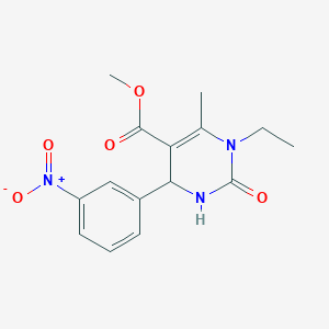 molecular formula C15H17N3O5 B2390061 Methyl 1-ethyl-6-methyl-4-(3-nitrophenyl)-2-oxo-1,2,3,4-tetrahydropyrimidine-5-carboxylate CAS No. 306737-19-9