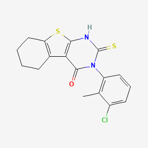 molecular formula C17H15ClN2OS2 B2390070 3-(3-chloro-2-methylphenyl)-2-sulfanylidene-5,6,7,8-tetrahydro-1H-[1]benzothiolo[2,3-d]pyrimidin-4-one CAS No. 380335-51-3