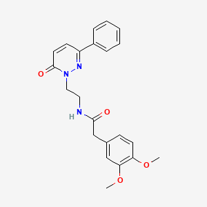 molecular formula C22H23N3O4 B2390073 2-(3,4-dimethoxyphenyl)-N-(2-(6-oxo-3-phenylpyridazin-1(6H)-yl)ethyl)acetamide CAS No. 921528-50-9