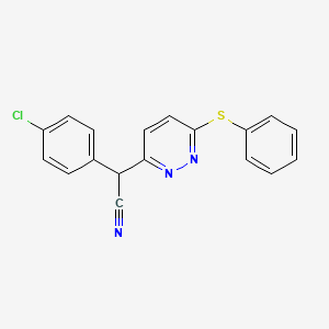 molecular formula C18H12ClN3S B2390075 2-(4-Chlorophenyl)-2-[6-(phenylsulfanyl)-3-pyridazinyl]acetonitrile CAS No. 303997-39-9