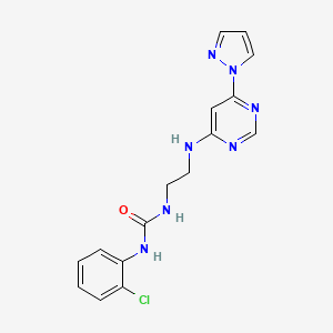 molecular formula C16H16ClN7O B2390082 1-(2-((6-(1H-pyrazol-1-yl)pyrimidin-4-yl)amino)ethyl)-3-(2-chlorophenyl)urea CAS No. 1172759-67-9