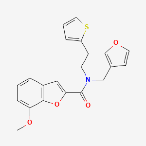 molecular formula C21H19NO4S B2390091 N-(furan-3-ylmethyl)-7-methoxy-N-(2-(thiophen-2-yl)ethyl)benzofuran-2-carboxamide CAS No. 1421489-77-1