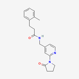 molecular formula C20H23N3O2 B2390119 N-((2-(2-oxopyrrolidin-1-yl)pyridin-4-yl)methyl)-3-(o-tolyl)propanamide CAS No. 2034339-31-4