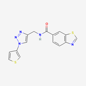 molecular formula C15H11N5OS2 B2390134 N-((1-(thiophen-3-yl)-1H-1,2,3-triazol-4-yl)methyl)benzo[d]thiazole-6-carboxamide CAS No. 2034386-25-7