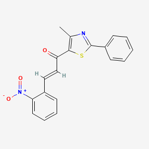 molecular formula C19H14N2O3S B2390140 (E)-1-(4-methyl-2-phenyl-1,3-thiazol-5-yl)-3-(2-nitrophenyl)-2-propen-1-one CAS No. 477847-98-6