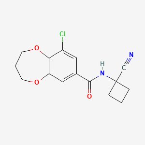 molecular formula C15H15ClN2O3 B2390154 9-chloro-N-(1-cyanocyclobutyl)-3,4-dihydro-2H-1,5-benzodioxepine-7-carboxamide CAS No. 1355801-77-2