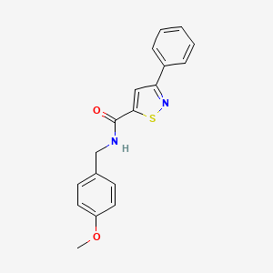 molecular formula C18H16N2O2S B2390267 N-[(4-methoxyphenyl)methyl]-3-phenyl-1,2-thiazole-5-carboxamide CAS No. 1251672-61-3
