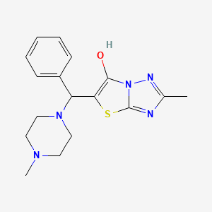 molecular formula C17H21N5OS B2390307 2-Methyl-5-((4-methylpiperazin-1-yl)(phenyl)methyl)thiazolo[3,2-b][1,2,4]triazol-6-ol CAS No. 162661-12-3