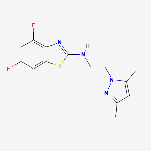 molecular formula C14H14F2N4S B2390310 N-[2-(3,5-dimethyl-1H-pyrazol-1-yl)ethyl]-4,6-difluoro-1,3-benzothiazol-2-amine CAS No. 1177361-60-2