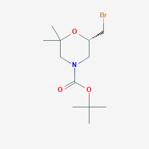 molecular formula C12H22BrNO3 B2390352 tert-Butyl (S)-6-(bromomethyl)-2,2-dimethylmorpholine-4-carboxylate CAS No. 2375249-44-6