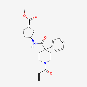 molecular formula C22H28N2O4 B2390356 Methyl (1R,3S)-3-[(4-phenyl-1-prop-2-enoylpiperidine-4-carbonyl)amino]cyclopentane-1-carboxylate CAS No. 2361813-35-4