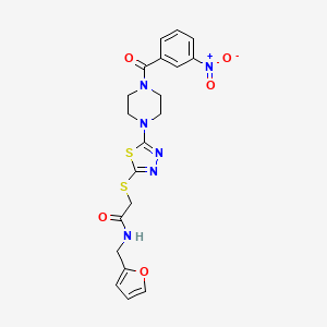 molecular formula C20H20N6O5S2 B2390362 N-(furan-2-ylmethyl)-2-((5-(4-(3-nitrobenzoyl)piperazin-1-yl)-1,3,4-thiadiazol-2-yl)thio)acetamide CAS No. 1203378-79-3