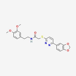 2-((6-(benzo[d][1,3]dioxol-5-yl)pyridazin-3-yl)thio)-N-(3,4-dimethoxyphenethyl)acetamide