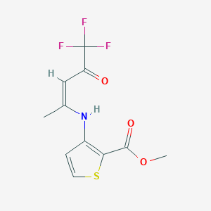molecular formula C11H10F3NO3S B2390433 methyl 3-{[(2Z)-5,5,5-trifluoro-4-oxopent-2-en-2-yl]amino}thiophene-2-carboxylate CAS No. 882747-69-5