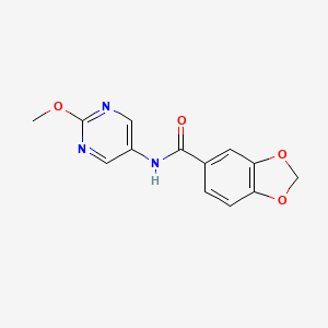 molecular formula C13H11N3O4 B2390521 N-(2-methoxypyrimidin-5-yl)benzo[d][1,3]dioxole-5-carboxamide CAS No. 1396766-48-5