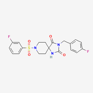 molecular formula C20H19F2N3O4S B2390528 3-(4-Fluorobenzyl)-8-((3-fluorophenyl)sulfonyl)-1,3,8-triazaspiro[4.5]decane-2,4-dione CAS No. 1021111-21-6