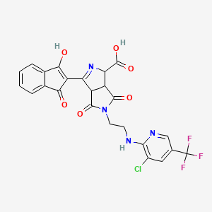 5-(2-{[3-chloro-5-(trifluoromethyl)-2-pyridinyl]amino}ethyl)-3-(1,3-dioxo-1,3-dihydro-2H-inden-2-yliden)-4,6-dioxooctahydropyrrolo[3,4-c]pyrrole-1-carboxylic acid