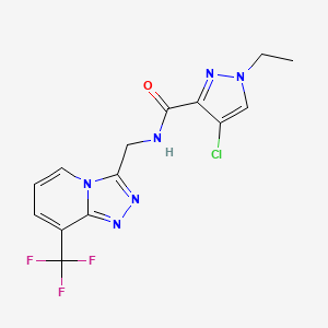 4-chloro-1-ethyl-N-((8-(trifluoromethyl)-[1,2,4]triazolo[4,3-a]pyridin-3-yl)methyl)-1H-pyrazole-3-carboxamide