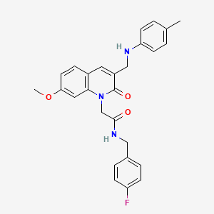 N-(4-fluorobenzyl)-2-(7-methoxy-2-oxo-3-((p-tolylamino)methyl)quinolin-1(2H)-yl)acetamide