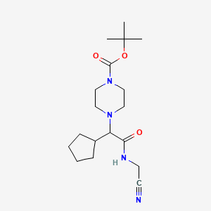 molecular formula C18H30N4O3 B2390569 Tert-butyl 4-[2-(cyanomethylamino)-1-cyclopentyl-2-oxoethyl]piperazine-1-carboxylate CAS No. 2175086-88-9