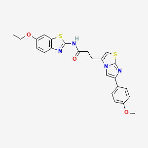 molecular formula C24H22N4O3S2 B2390604 N-(6-ethoxy-1,3-benzothiazol-2-yl)-3-[6-(4-methoxyphenyl)imidazo[2,1-b][1,3]thiazol-3-yl]propanamide CAS No. 1172819-57-6