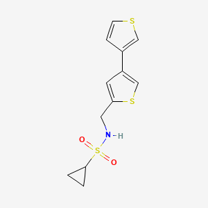 molecular formula C12H13NO2S3 B2390621 N-({[3,3'-bithiophene]-5-yl}methyl)cyclopropanesulfonamide CAS No. 2380059-24-3