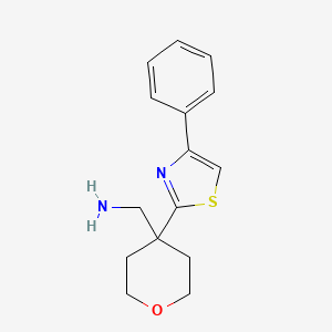molecular formula C15H18N2OS B2390630 (4-(4-phenylthiazol-2-yl)tetrahydro-2H-pyran-4-yl)methanamine CAS No. 1314886-98-0