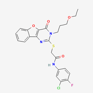 N-(3-chloro-4-fluorophenyl)-2-[[3-(3-ethoxypropyl)-4-oxo-[1]benzofuro[3,2-d]pyrimidin-2-yl]sulfanyl]acetamide