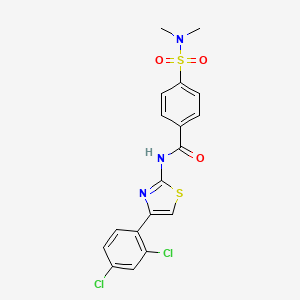 molecular formula C18H15Cl2N3O3S2 B2390659 N-[4-(2,4-dichlorophenyl)-1,3-thiazol-2-yl]-4-(dimethylsulfamoyl)benzamide CAS No. 477568-69-7