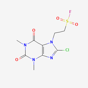 molecular formula C9H10ClFN4O4S B2390686 2-(8-Chloro-1,3-dimethyl-2,6-dioxo-2,3,6,7-tetrahydro-1H-purin-7-yl)ethane-1-sulfonyl fluoride CAS No. 877964-18-6