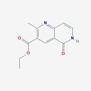 molecular formula C12H12N2O3 B2390717 Ethyl 2-methyl-5-oxo-5,6-dihydro-1,6-naphthyridine-3-carboxylate CAS No. 80812-55-1