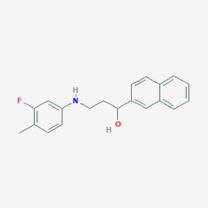 molecular formula C20H20FNO B2390723 3-(3-Fluoro-4-methylanilino)-1-(2-naphthyl)-1-propanol CAS No. 477320-39-1