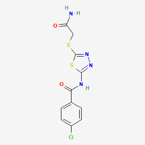 molecular formula C11H9ClN4O2S2 B2390737 N-{5-[(carbamoylmethyl)sulfanyl]-1,3,4-thiadiazol-2-yl}-4-chlorobenzamide CAS No. 868973-44-8