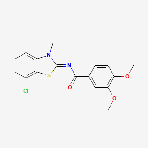 molecular formula C18H17ClN2O3S B2390743 N-(7-chloro-3,4-dimethyl-1,3-benzothiazol-2-ylidene)-3,4-dimethoxybenzamide CAS No. 868369-57-7