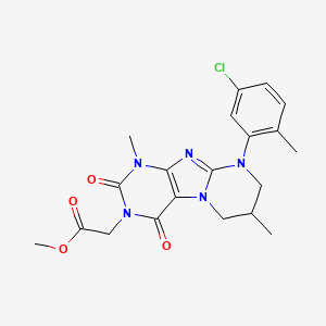 molecular formula C20H22ClN5O4 B2390765 methyl 2-[9-(5-chloro-2-methylphenyl)-1,7-dimethyl-2,4-dioxo-1H,2H,3H,4H,6H,7H,8H,9H-pyrimido[1,2-g]purin-3-yl]acetate CAS No. 876900-94-6