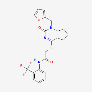 B2390794 2-((1-(furan-2-ylmethyl)-2-oxo-2,5,6,7-tetrahydro-1H-cyclopenta[d]pyrimidin-4-yl)thio)-N-(2-(trifluoromethyl)phenyl)acetamide CAS No. 946326-19-8