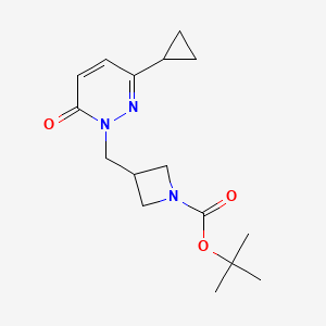 molecular formula C16H23N3O3 B2390820 tert-butyl 3-[(3-cyclopropyl-6-oxo-1,6-dihydropyridazin-1-yl)methyl]azetidine-1-carboxylate CAS No. 2379976-49-3
