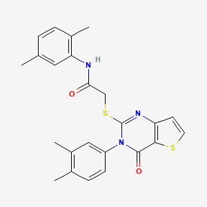 molecular formula C24H23N3O2S2 B2390842 N-(2,5-dimethylphenyl)-2-{[3-(3,4-dimethylphenyl)-4-oxo-3,4-dihydrothieno[3,2-d]pyrimidin-2-yl]sulfanyl}acetamide CAS No. 1252916-70-3