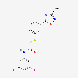 molecular formula C17H14F2N4O2S B2390889 N-(3,5-difluorophenyl)-2-((4-(3-ethyl-1,2,4-oxadiazol-5-yl)pyridin-2-yl)thio)acetamide CAS No. 1251622-65-7