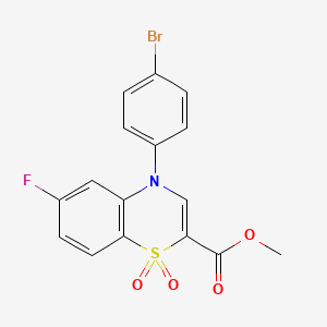 molecular formula C16H11BrFNO4S B2390893 methyl 4-(4-bromophenyl)-6-fluoro-4H-1,4-benzothiazine-2-carboxylate 1,1-dioxide CAS No. 1291867-79-2
