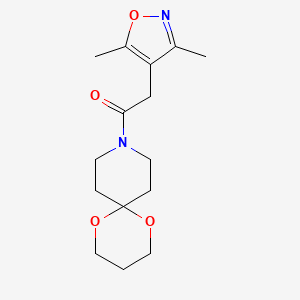 molecular formula C15H22N2O4 B2390900 2-(3,5-Dimethylisoxazol-4-yl)-1-(1,5-dioxa-9-azaspiro[5.5]undecan-9-yl)ethanone CAS No. 1797791-94-6