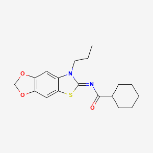 molecular formula C18H22N2O3S B2390954 N-(7-propyl-[1,3]dioxolo[4,5-f][1,3]benzothiazol-6-ylidene)cyclohexanecarboxamide CAS No. 898464-32-9